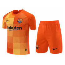 Mens Barcelona Goalkeeper Orange Jersey + Shorts Set 2021/22