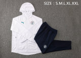 Mens Manchester City Hoodie Jacket + Pants Training Suit White 2021/22