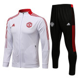 Mens Manchester United Jacket + Pants Training Suit White 2021/22