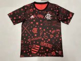 Mens Flamengo Prematch Short Training Jersey Red Black 2022/23