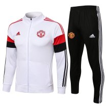 Mens Manchester United Jacket + Pants Training Suit White II 2021/22