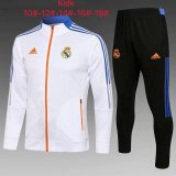 Kids Real Madrid Jacket + Pants Training Suit White 2021/22