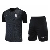 Mens France Goalkeeper Black Jersey + Shorts Set 2021/22