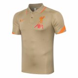 Mens Liverpool Polo Shirt Gold 2021/22