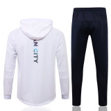 Mens Manchester City Hoodie Jacket + Pants Training Suit White 2021/22