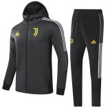 Mens Juventus Hoodie Jacket + Pants Training Suit Black 2021/22
