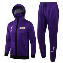 Mens LA Lakers Hoodie Jacket + Pants Training Suit Purple 2021/22
