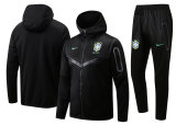 Mens Brazil Hoodie Jacket + Pants Training Suit Black 2022