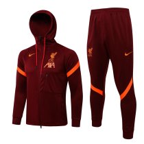 Mens Liverpool Hoodie Jacket + Pants Training Suit Maroon 2021/22