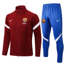 Mens Barcelona Jacket + Pants Training Suit Maroon 2021/22