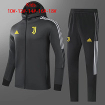 Kids Juventus Hoodie Jacket + Pants Training Suit Black 2021/22