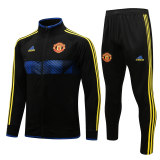 Mens Manchester United Jacket + Pants Training Suit UCL Black 2021/22
