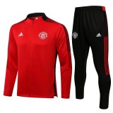 Mens Manchester United Jacket + Pants Training Suit Red 2021/22