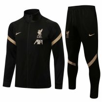 Mens Liverpool Jacket + Pants Training Suit Black - Gold 2021/22