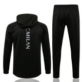 Mens AC Milan Hoodie Jacket + Pants Training Suit Black 2021/22