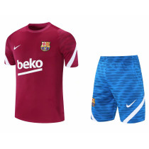 Mens Barcelona Short Training Suit Burgundy 2021/22