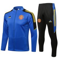 Mens Manchester United Jacket + Pants Training Suit Blue 2021/22