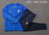 Mens France Jacket + Pants Training Suit Blue 2022