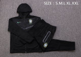 Mens Brazil Hoodie Jacket + Pants Training Suit Black 2022