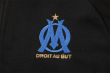 Mens Olympique Marseille Hoodie Jacket + Pants Training Suit All Black 2021/22