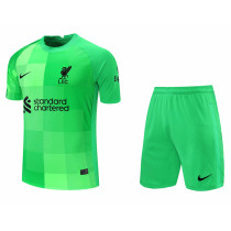 Mens Liverpool Goalkeeper Green Jersey + Shorts Set 2021/22