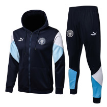 Mens Manchester City Hoodie Jacket + Pants Training Suit Navy 2021/22