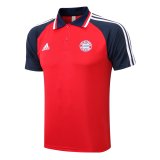 Mens Bayern Munich Polo Shirt Red - Navy 2021/22
