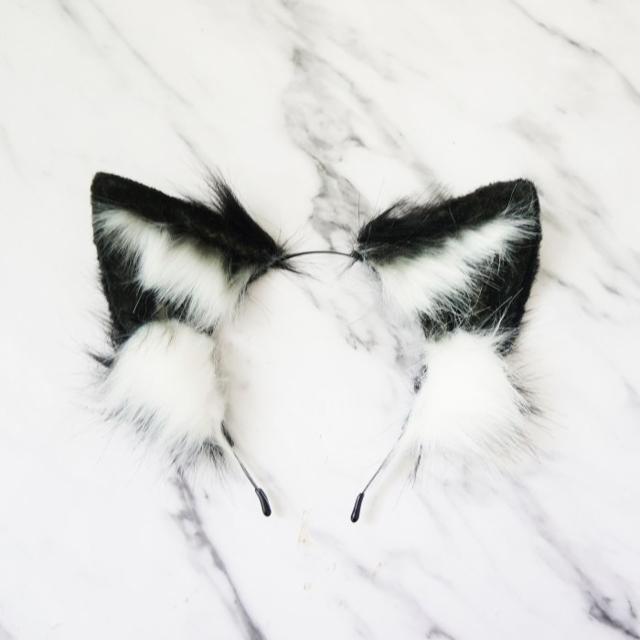 ears Headband, Handmade Kitten Ears, Fluffy fox ears, Faux Fur ears, cat Ears Headband，fox ears , grey wolf Ears, Faux fur wolf Ears, 065