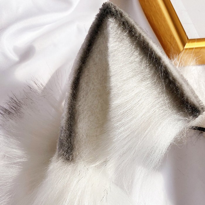 Fluffy grey wolf Ears, Faux fur wolf Ears Headband, Handmade Kitten Ears, Fluffy Cat Ears, Faux Fur Ears, wolf Ears Headband，