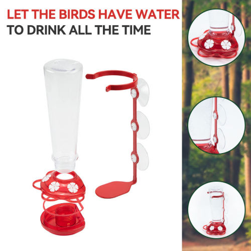 Cylinder Hummingbird Feeder with 3 strong suctions for outdoor