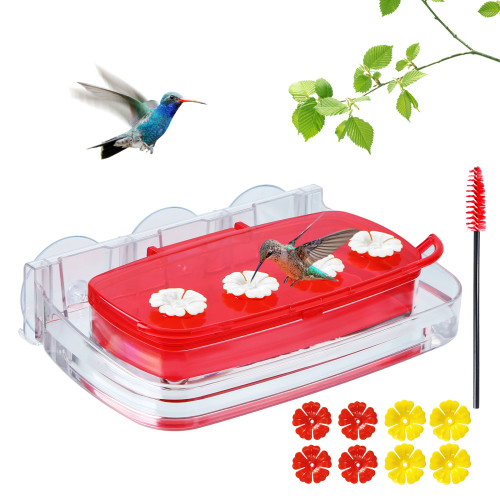 Window Hummingbird Feeder with 4 Ports and 3 Suction Cups
