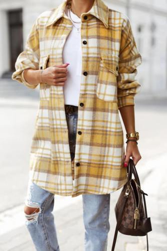 Flannel Plaid Shacket Oversized Long Shirt Jacket