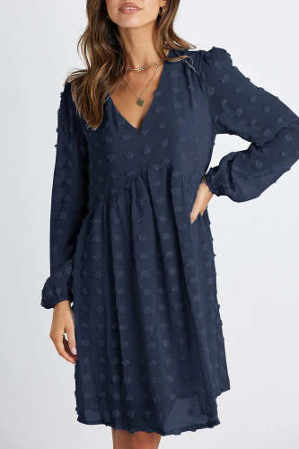 Swiss Dot Long Sleeve Wrap Mini Dress