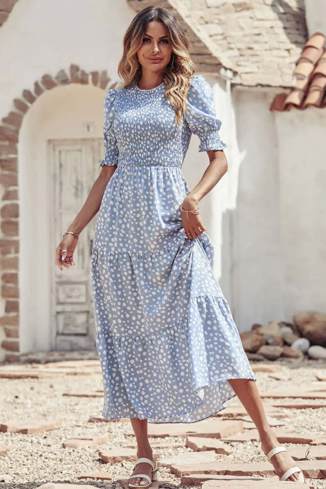 Summer Ruffle Bohemian Tiered Smocked Maxi Dress