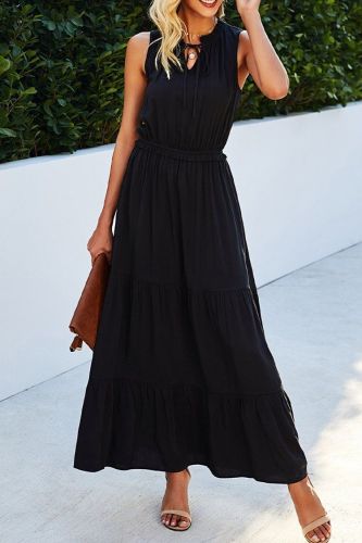 Glamorous A-Lined Sleeveless Elastic High Waist Long Dress