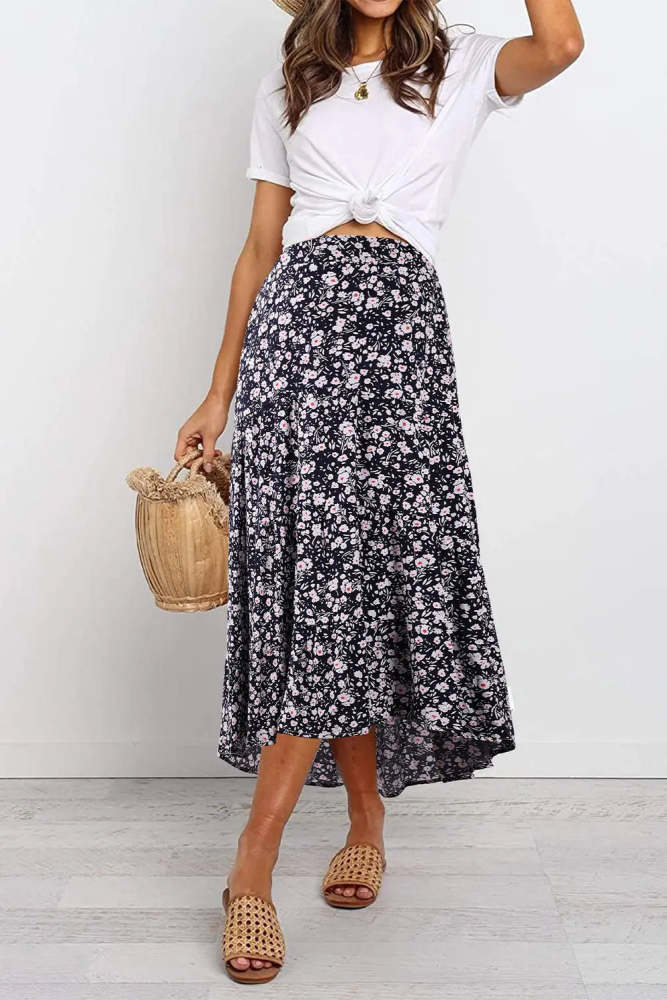 High Waist Skirt A-line Long Vintage Skirts