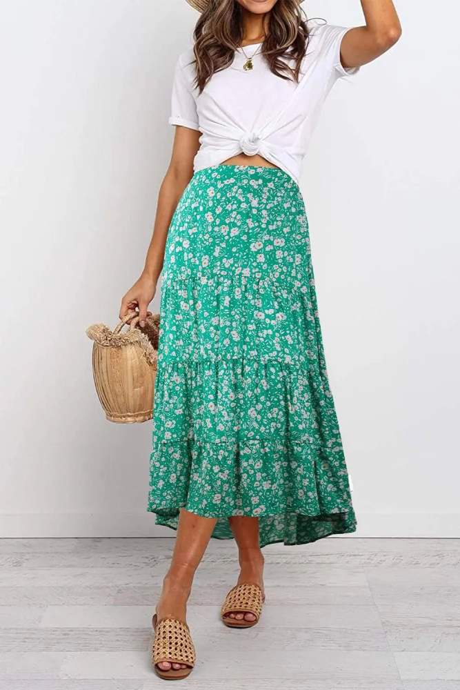 High Waist Skirt A-line Long Vintage Skirts