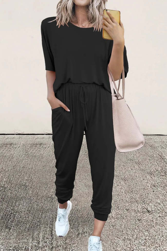 Two Piece Outfit Short Sleeve  Pullover Tops Tracksuits