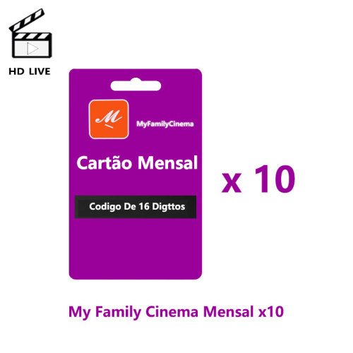 10 Cartões de recarga mensal My Family Cinema Promoção especial!