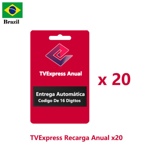 20 códigos anuais de recarga de cartão Tvexpress