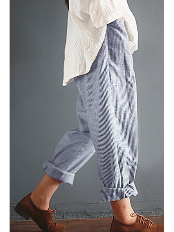 Fashion Striped Pocket Stitching Loose Long Pants main image 0