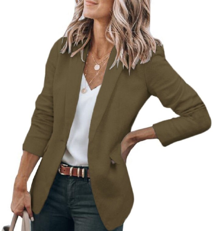 Solid Color One Button British Blazers Style European and American Blazer jacket coat   women