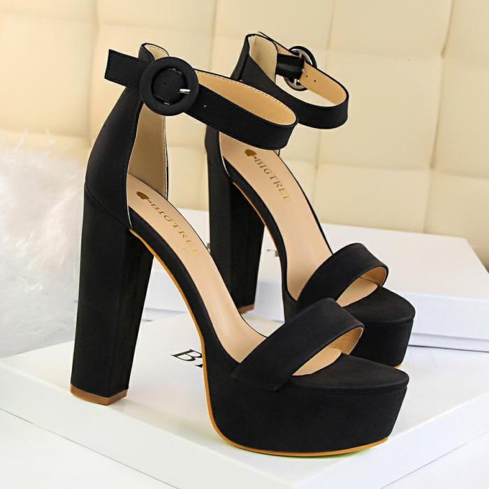 Women's Shoes Sexy Thick Fashion Sole Buckle New High Heels
