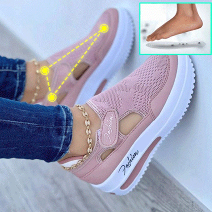 Women's Breathable Mesh  Vulcanized  Fashion Platform Hollow Out Casual   Flat  Sneakers