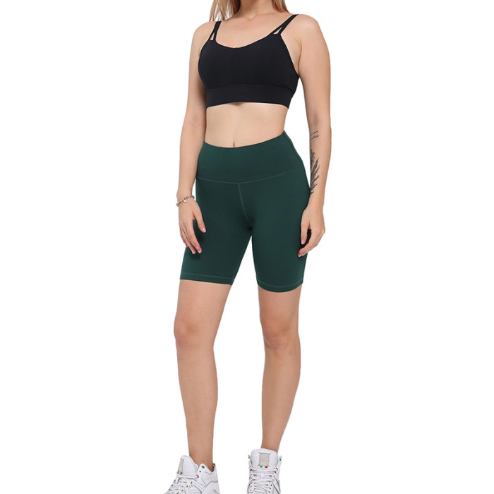 Women's Seamless Solid Color Fitness High Waist Workout Street Short