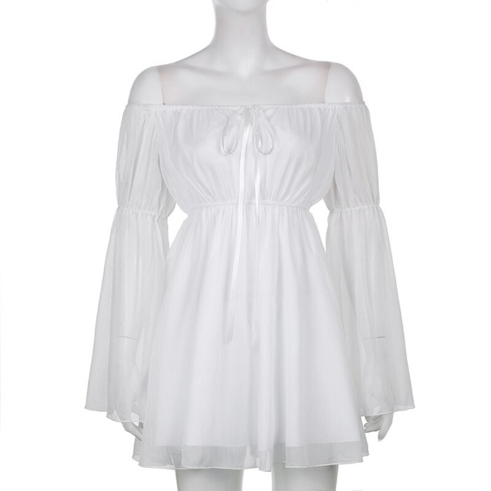 Beach Style Vintage Chiffon Dress With Corset Bandage Hollow Out Bustier Prairie Chic Flare Sleeve Dresses 2 Pieces Set