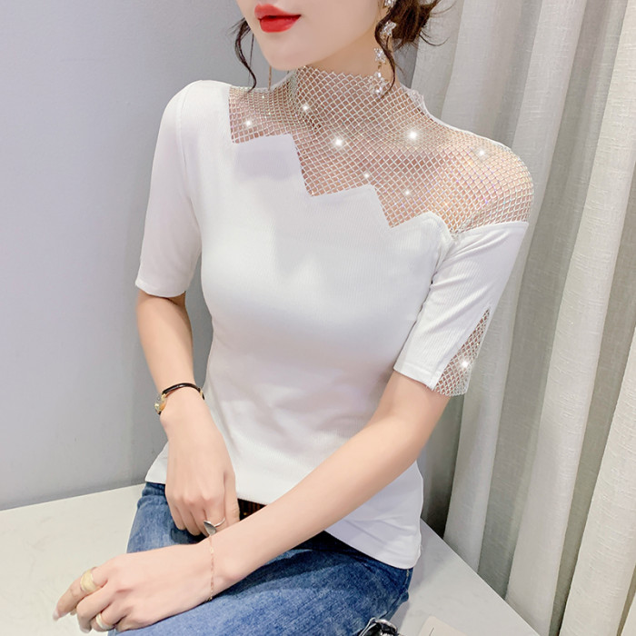 New Summer Top Fashion Casual Sexy Hollow   T-Shirt