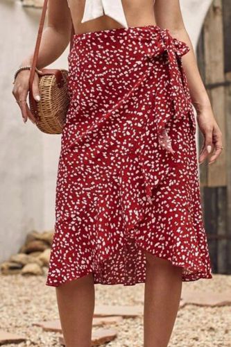 Summer New Women's High Waist Floral Beach Skirt