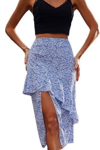 New Women's Boho Ruffle Irregular Floral  Skirt