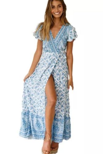 Women's Sexy V-Neck Printed Beach Vacation Dress